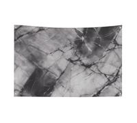 Bandiera in marmo nero chiaro con 4 occhielli, bandiere su un lato in poliestere resistente, striscioni resistenti alle intemperie per dormitori, feste, riprese, festival, decorazione 152,4 x 243,8 cm