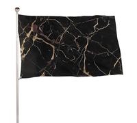 Bandiera in marmo nero e oro, 152,4 x 243,8 cm, stampa su entrambi i lati, bandiera decorativa da giardino, non sbiadisce, con occhielli in ottone, sfondo fotografico da appendere per interni ed