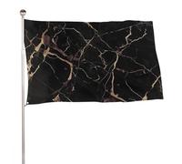 Bandiera in marmo nero e oro, 61 x 88,9 cm, stampa su entrambi i lati, bandiera decorativa da giardino, non sbiadisce, con occhielli in ottone da appendere, sfondo fotografico per interni ed esterni
