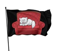 Bandiera in poliestere con gatto che dorme sul divano rosso, 9 x 1,5 m, decorazione per interni ed esterni