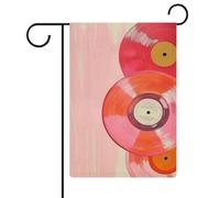 Bandiera in vinile rosa, rosso e arancione, per giardino, casa, cortile, esterno, festività stagionali, juta, doppia faccia, 30,5 x 45,7 cm