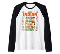 Bandiera Indiana, Idea per Donne, Bandiera Indiana Maglia con Maniche Raglan