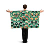 Bandiera indossabile con maniche a tema sushi, ideale per feste in bar e celebrazioni di strada, perfetta per eventi sportivi, feste e celebrazioni in locali notturni.
