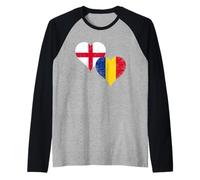 Bandiera Inghilterra Romania per Orgoglio Inglese Rumeno Maglia con Maniche Raglan