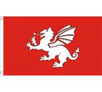 Bandiera inglese con drago bianco, 1,5 x 0,9 m, 100% poliestere con occhielli FlagSuperstore