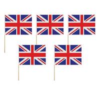 Bandiera inglese Union Jack galleggiante su asta legno 45 x 30 cm per Giubileo Regina X 5