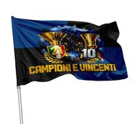 Bandiera Inter Campione d'Italia Scudetto e Coppa Italia stadio balcone