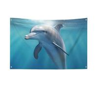 Bandiera invernale con delfino, 61 x 88,9 cm, non sbiadisce, bandiera di benvenuto, giardino, cortile, casa, bandiera, decorazione per interni ed esterni, decorazione per la casa