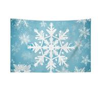 Bandiera invernale con fiocco di neve, 152,4 x 243,8 cm, non sbiadisce, bandiera di benvenuto da giardino, cortile, casa, cartello decorativo per interni ed esterni, decorazione per la casa
