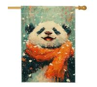 Bandiera invernale da giardino a forma di panda, simpatico orso bianco nero con sciarpa arancione, striscione decorativo per esterni, bandiera in iuta su entrambi i lati, decorazione per le vacanze