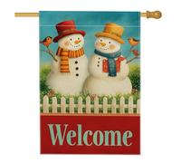 Bandiera invernale da giardino con pupazzi di neve, bandiera rossa decorativa di benvenuto, bandiera da giardino in iuta su entrambi i lati, per decorazione esterna del prato, 71 x 101 cm