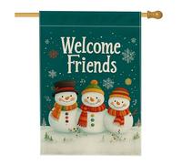 Bandiera invernale da giardino con pupazzi di neve, decorazione per esterni, decorazione per esterni, bifacciale, decorazione per giardino, per Natale, 71 x 101 cm