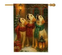 Bandiera invernale da giardino per cani, Labrador Retriever giallo con sciarpe, decorazione per esterni, striscione per prato in iuta su entrambi i lati, decorazione natalizia per le feste, 71 x 101