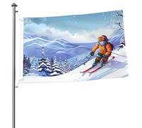 Bandiera invernale da sci, 0,6 x 0,9 m, stampa su entrambi i lati, bandiere da giardino, bandiera da cortile per esterni, bandiere per vacanze, banner regalo con occhielli sfondo fotografico per