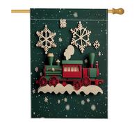 Bandiera invernale natalizia per casa con treno a vapore, 71 x 101 cm, double-face, decorativa per esterni, fantasia 3D, bandiera per la casa, per vacanze all'aperto, cortile, prato