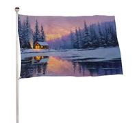 Bandiera invernale per cabina nella foresta, 9 x 1,5 m, per esterni, giardino, bandiere, decorazione per cortile, portico, prato, fattoria