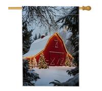 Bandiera invernale per casa di Natale, 71 x 101 cm, double-face, decorativa per esterni, per esterni, foresta, campagna, fienile, Natale, cortile, casa, casa, fattoria, vacanze, esterni, piccolo
