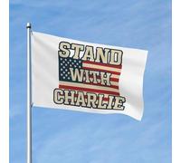 Bandiera "Io sto con Charlie Kirk" con occhielli in metallo, bandiere da giardino, striscioni, 5 x 8 piedi