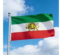 Bandiera Iran Con Leone, 3X5FT Bandiera Iraniana Con Leone Sole, Scolorimento Resistente UV Vecchia Storica Bandiere Leones Sole Iraniani, Doppia Cucitura Poliestere Stendardo Leoni Soli Iran Persiano