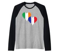 Bandiera Irlanda Francia per Tifosi Irlandesi Francesi Rugby Maglia con Maniche Raglan