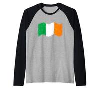 Bandiera Irlanda per St Patrick's Day o Orgoglio Irlandese Maglia con Maniche Raglan