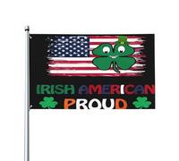 Bandiera irlandese per il giorno di San Patrizio, bandiera americana con radici irlandesi, 3 x 5 piedi, grande striscione di benvenuto, bandiera da giardino, decorazione per esterni, per casa, cortile