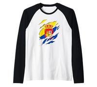 Bandiera Isola Grande Canaria Effetto Tridimensionale 3D Maglia con Maniche Raglan