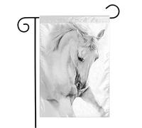 Bandiera Isolation Beautiful Black Neck White Horse Outside Close Western On Animals Wildlife Farm Gelding Resistente Alle Intemperie Stagione Bandiera, Per Feste Strada, Celebrazioni, 30x45cm