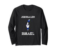 Bandiera Israele Distressed Gerusalemme Orgoglio Maglia a Manica