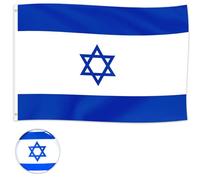 Bandiera israeliana 150x90cm, bandiera ISRAEL con distintivo, bandiera ebraica bandiera Israele con doppia cucitura, durevole, resistente alle intemperie bandiere per giardino interno
