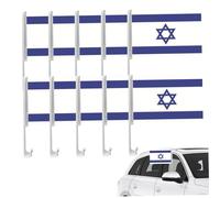 Bandiera israeliana per auto 10pcs 12x18 pollici bandiera ebraica a doppia faccia con bandiere di country monte clips impermeabile resistente alla dissolvenza per eventi del festival sfilatesisrael