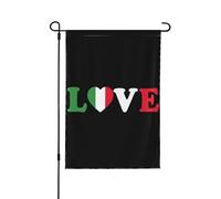 Bandiera Italia 28x40 - I Love Italy, bandiera da giardino, bifacciale, senza supporto