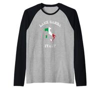 Bandiera Italia Distressed Lago di Garda Pride Maglia con Maniche Raglan