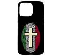 Bandiera Italia Impronte Digitali Croce Cristiana Patriottica Custodia per iPhone 15 Pro Max