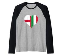 Bandiera Italia Inghilterra per Orgogliosi Inglesi Italiani Maglia con Maniche Raglan