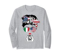 Bandiera Italiana Americana caffè Mamma Sorella Zia Italia USA Maglia a Manica