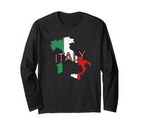 Bandiera Italiana Bandiera dell'Italia Vintage Mappa Italia Europa Maglia a Manica