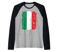 Bandiera Italiana Distressed Maglia con Maniche Raglan