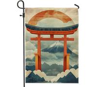 Bandiera Japanese Torii Gate Red Rising Sun Mountain Landscape Bandiera Della Brezza Decorazione Striscione All'Aperto, Per Giardino, Balcone, Eventi, 30x45cm