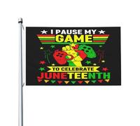 Bandiera Juneteenth Ho Messo In Pausa Il Gioco Per Festeggiare Juneteenth Durevole Bandiere Pirata Coutures Doubles Bannière Per Interno Eventi Home 3X5Ft
