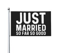 Bandiera Just Married So Far So Good per la stanza dei ragazzi Bandiera vintage bifacciale per esterni per il patio del giardino di casa 9,1 x 1,5 m, arazzo Just Married So Far So Good per dormitorio