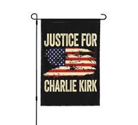 Bandiera Justice For Charlie Kirk "We Stand With Charlie" 12x18, bandiera da giardino, bandiera bifacciale, decorazione per patio e prato, senza pennone.
