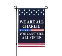 Bandiera Justice For Charlie Kirk "We Stand With Charlie Tribute", 12x18, striscione da giardino, bandiera bifacciale, decorazione per patio e prato, senza pennone.