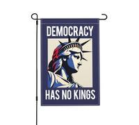 Bandiera "La democrazia non ha re", 12"x18", "Nessun re in America dal 1776", "Noi, il popolo", FDT, 4 luglio, giorno dell'indipendenza, bandiere da giardino, cartelli da giardino in tela di iuta bifa