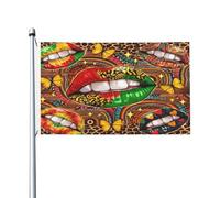 Bandiera Labbra A Farfalla Con Stampa Leopardata Happy Juneteenth Personalizzata Garden Flag Colore Vivido Bandiere Pirata Per Home Interno Esterno 3X5Ft