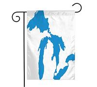 Bandiera Lake Great Silhouette Lakes Travel Michigan Geography Erie Silhouettes Usa Huron Miscellaneous Map Bandiera Militare Striscione All'Aperto, Per Giardino, Balcone, Eventi, 30x45cm