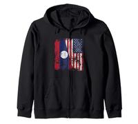 Bandiera Laos USA invecchiata - metà Americana Felpa con Cappuccio