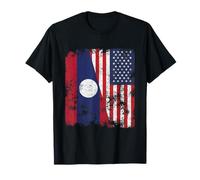 Bandiera Laos USA invecchiata - metà Americana Maglietta