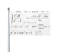 Bandiera lavagna per la scuola di matematica e geometria con formule scientifiche, 152 x 91 cm, con occhielli, in poliestere, bifacciale, per giardino.