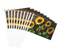 Bandiera leggera con tre girasoli su stampa in legno, per feste, eventi, anniversari, varie occasioni